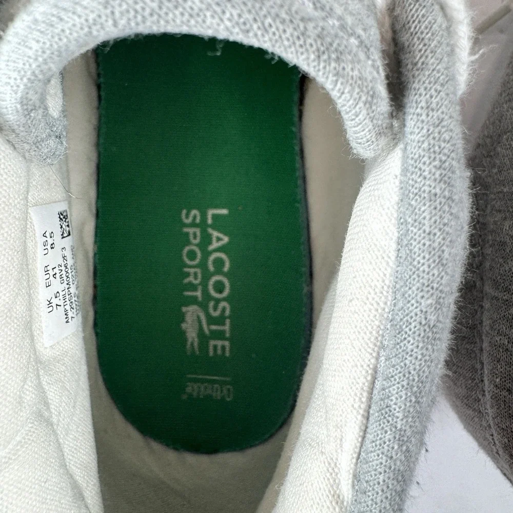 Lacoste Ampthill GRV2 Sneakers Men's 8.5 Gray‎ Canvas Mid Top Shoes Casual Logo